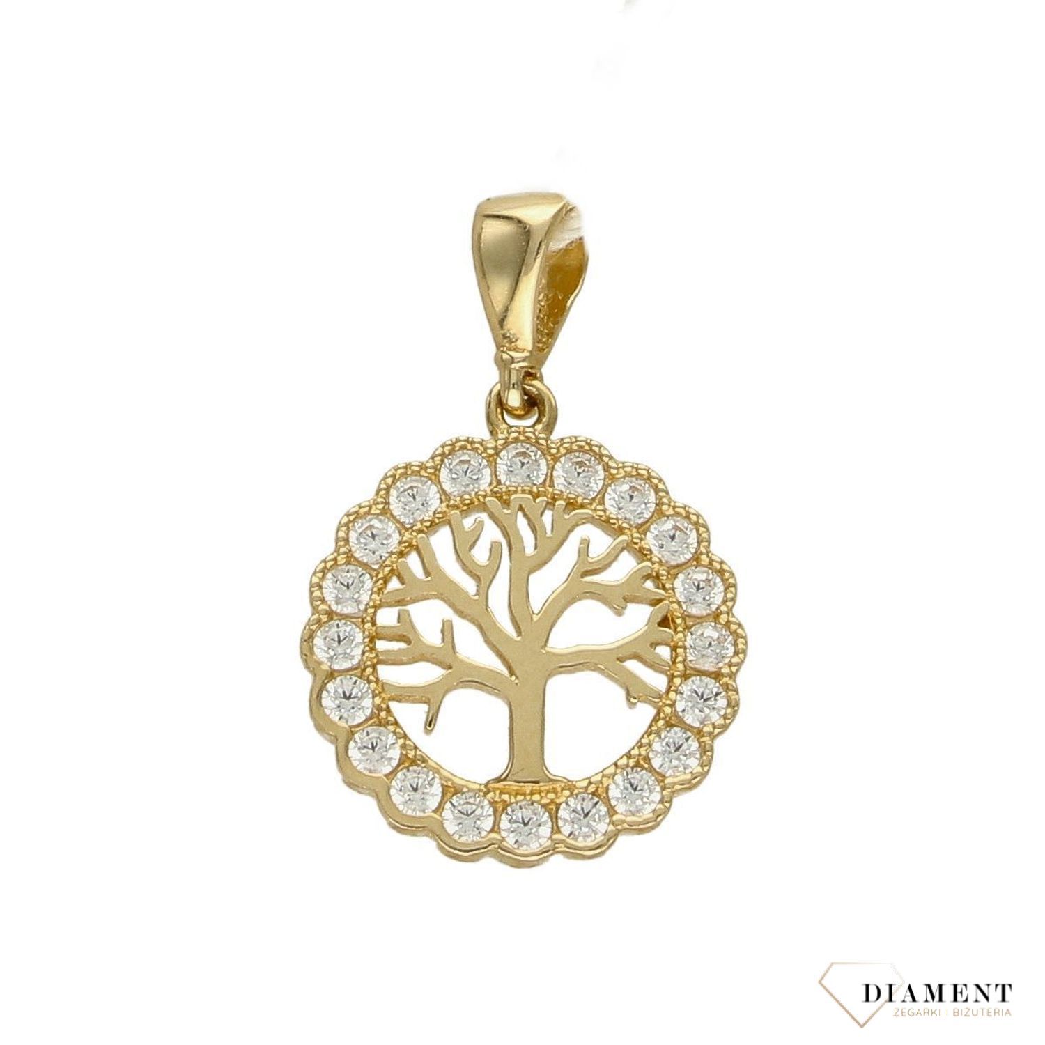 Złota zawieszka 585 drzewko szczęścia z cyrkoniami ZA 4660 585.jpg